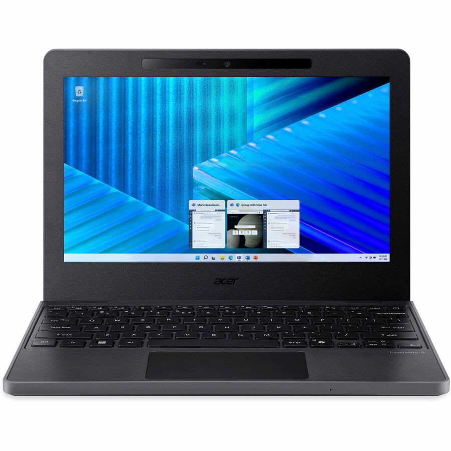 Front Image for Acer TravelMate B3 11 B311-34 TMB311-34-C2UE 11.6" Notebook - HD - 60 Hz - Intel N-Series N150 - 8 GB - 128 GB Flash Memory - English Keyboard - Black