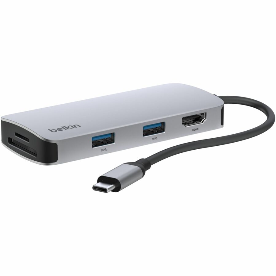 Alternate-Image1 Image for Belkin 5-Port USB-C Hub - USB-C to 2xUSB-A, 1x4K HDMI, 1xSD Reader, 1xMicroSD Reader - 5Gbps - Docking Station - Grey