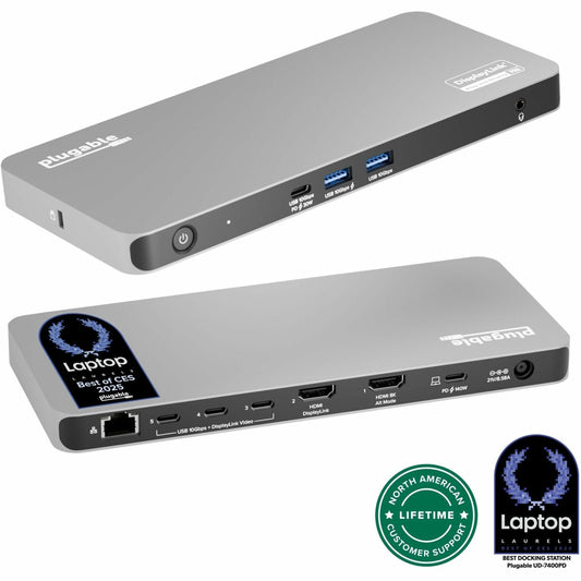 Main Image for Plugable USB C Docking Station 5 Monitors, 140W DisplayLink Dock Connects up to Five 4K Displays for MacBook Windows Thunderbolt 4 Laptops
