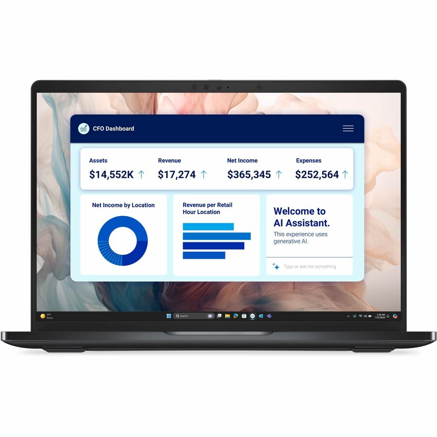 Front Image for Dell Pro 13 Premium PA13250 13.3" Copilot+ PC Notebook - Full HD Plus - 60 Hz - Intel Core Ultra 5 236V - vPro Technology - 16 GB - 512 GB SSD - English (US) Keyboard - Magnetite