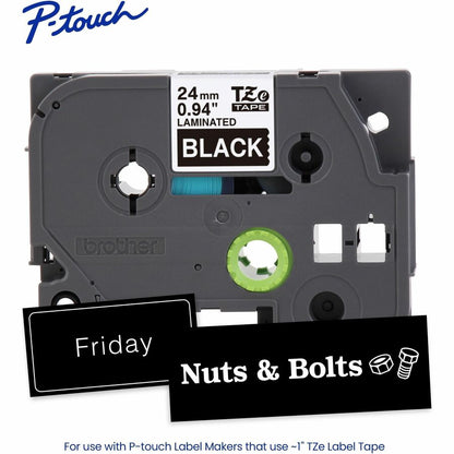 Alternate-Image1 Image for Brother Genuine P-touch TZe355 WHT on BK Label Tape, Laminated, 24mmX8m