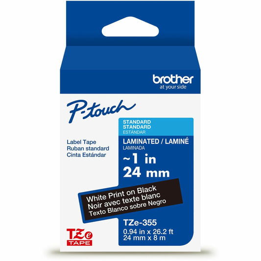 Main Image for Brother Genuine P-touch TZe355 WHT on BK Label Tape, Laminated, 24mmX8m