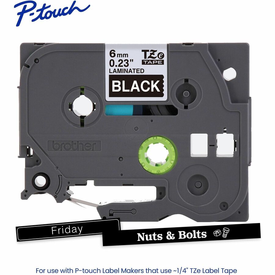 Alternate-Image1 Image for Brother Genuine P-touch TZe315 WHT on BK Label Tape, Laminated, 6mmX8m