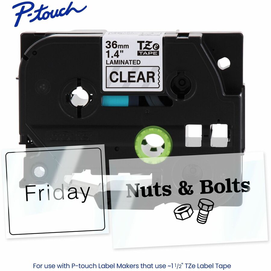 Alternate-Image1 Image for Brother Genuine P-touch TZe161 BK on CLR Label Tape, Laminated, 36mmX8m