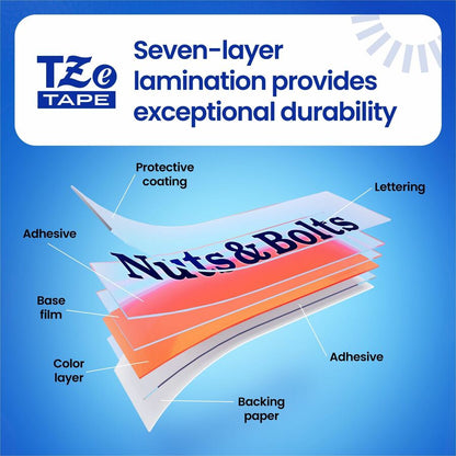 Alternate-Image7 Image for Brother Genuine P-touch TZe651 BK on YL Label Tape, Laminated, 24mmX8m