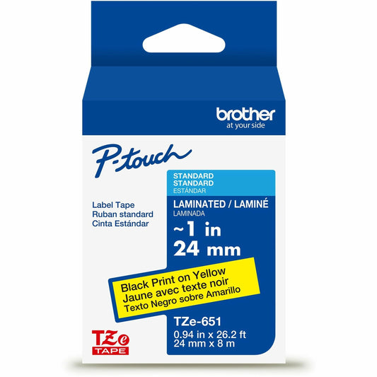 Main Image for Brother Genuine P-touch TZe651 BK on YL Label Tape, Laminated, 24mmX8m