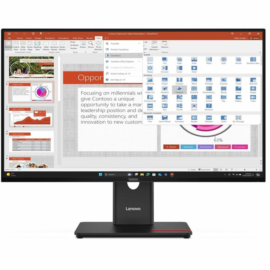 Front Image for Lenovo ThinkVision T27-40 27" Class Full HD LED Monitor - 16:9 - Eclipse Black