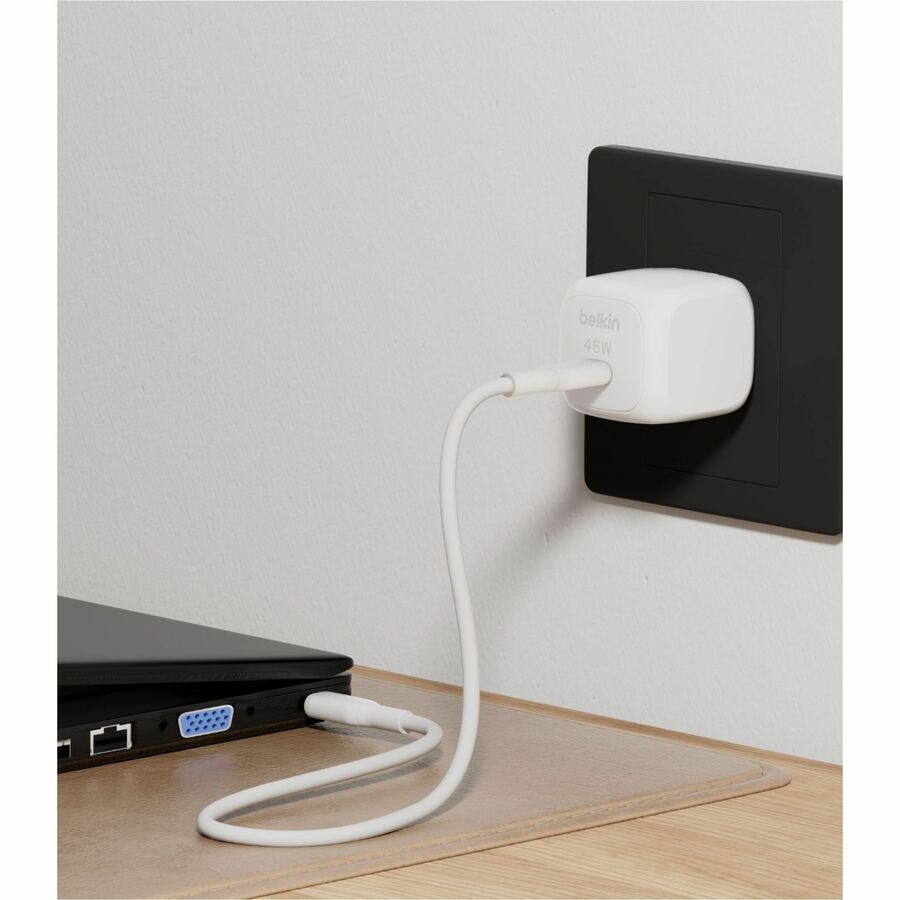 Alternate-Image5 Image for Belkin 45W Portable Cubic USB-C Wall Charger w/ USB-C Cable - 1xUSB-C - Foldable Prongs - Fast Charge - Power Adapter - White