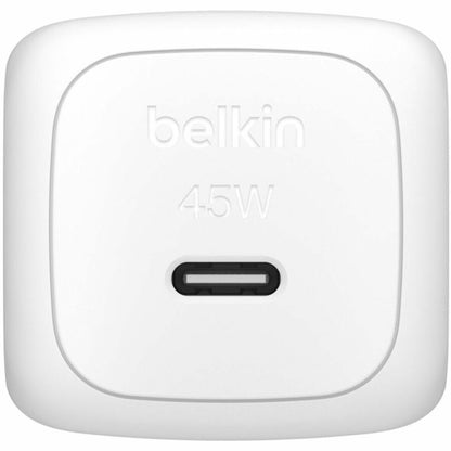 Alternate-Image1 Image for Belkin 45W Portable Cubic USB-C Wall Charger w/ USB-C Cable - 1xUSB-C - Foldable Prongs - Fast Charge - Power Adapter - White