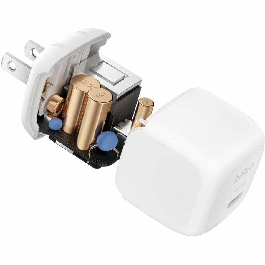 Alternate-Image6 Image for Belkin 45W Portable Cubic USB-C Wall Charger w/ USB-C Cable - 1xUSB-C - Foldable Prongs - Fast Charge - Power Adapter - White