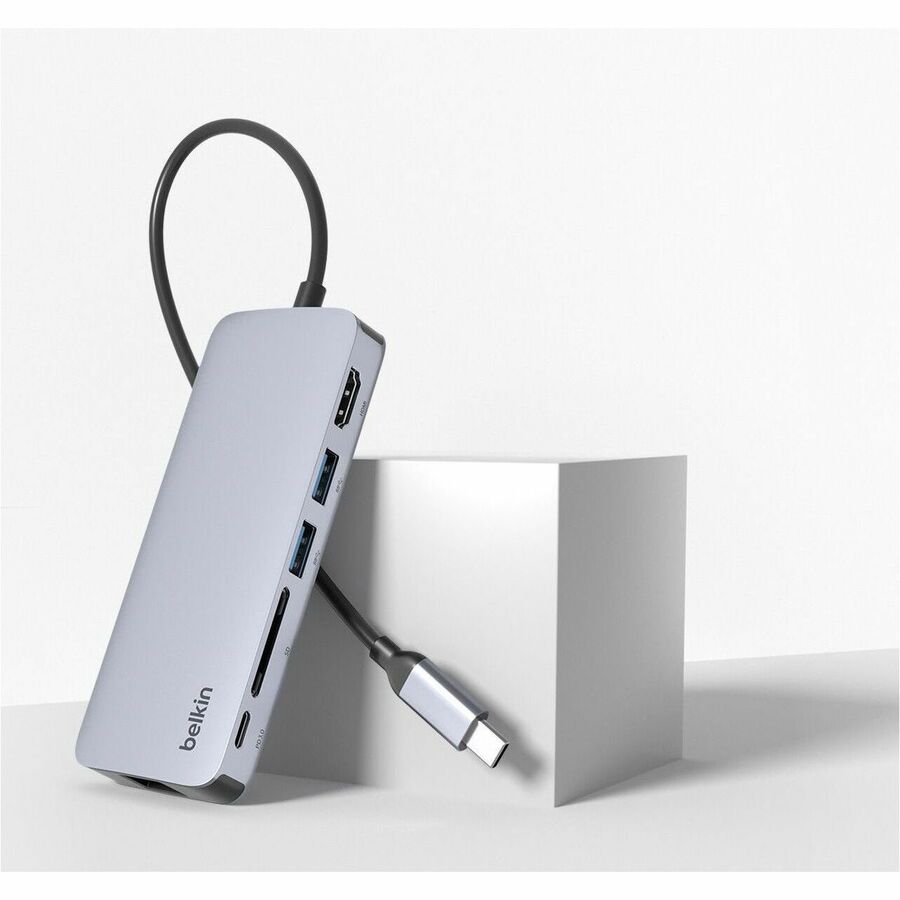 Alternate-Image9 Image for Belkin 6-Port USB-C Hub - USB-C to 2xUSB-A, 1xUSB-C, 1xEthernet, 1x8K HDMI, 1xSD Reader - Docking Station - Grey
