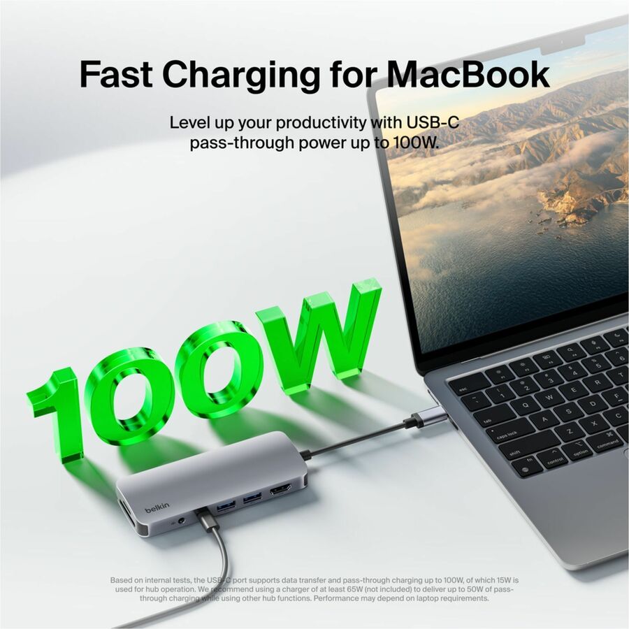 Alternate-Image3 Image for Belkin 7-Port USB-C Hub - USB-C to 2xUSB-A, 1xUSB-C, 1x4K HDMI, 1xSD Reader, 1xMicroSD Reader, 1x3.5mm Audio - Grey