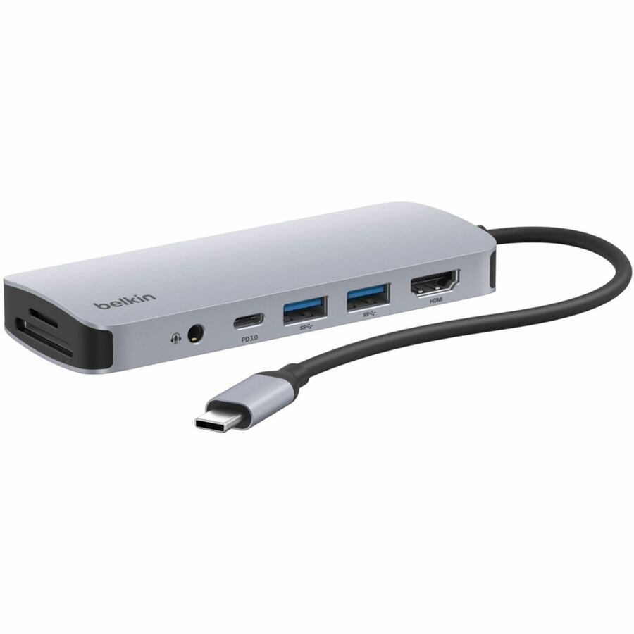 Alternate-Image7 Image for Belkin 7-Port USB-C Hub - USB-C to 2xUSB-A, 1xUSB-C, 1x4K HDMI, 1xSD Reader, 1xMicroSD Reader, 1x3.5mm Audio - Grey