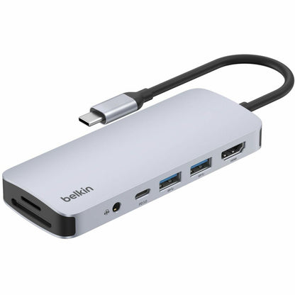 Main Image for Belkin 7-Port USB-C Hub - USB-C to 2xUSB-A, 1xUSB-C, 1x4K HDMI, 1xSD Reader, 1xMicroSD Reader, 1x3.5mm Audio - Grey