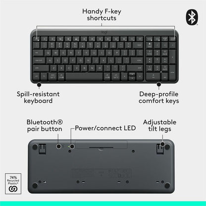 Alternate-Image7 Image for Logitech MK250 Bluetooth Wireless Mouse and Keyboard Combo: Fast & Easy Connectivity, Compact Wireless Keyboard, Ambidextrous Mouse (Graphite)