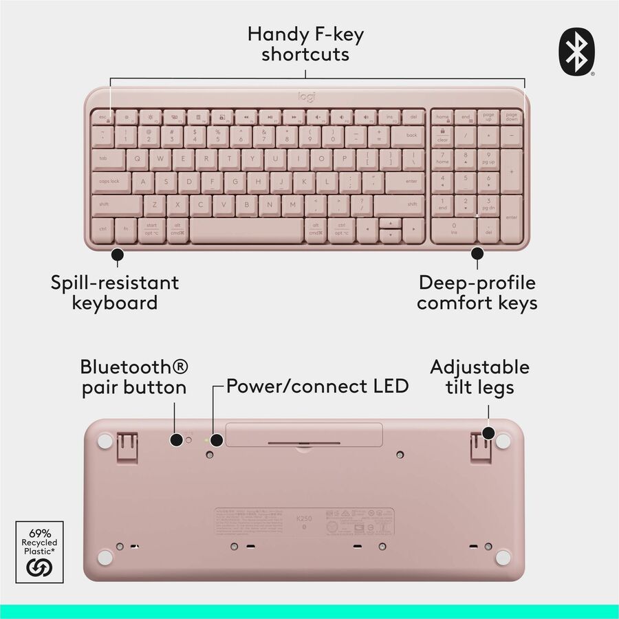 Alternate-Image7 Image for Logitech MK250 Bluetooth Wireless Mouse and Keyboard Combo: Fast & Easy Connectivity, Compact Wireless Keyboard, Ambidextrous Mouse (Graphite)