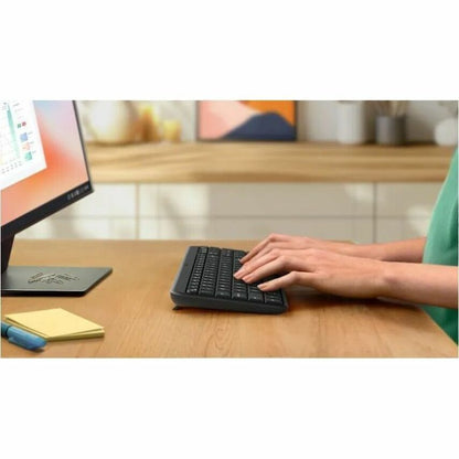 Alternate-Image10 Image for Logitech K250 Bluetooth Keyboard with Numpad, Easy Connectivity, Compact Wireless Keyboard made with Recycled Plastic, Spill-Resistant, comfortable Keys (Graphite)