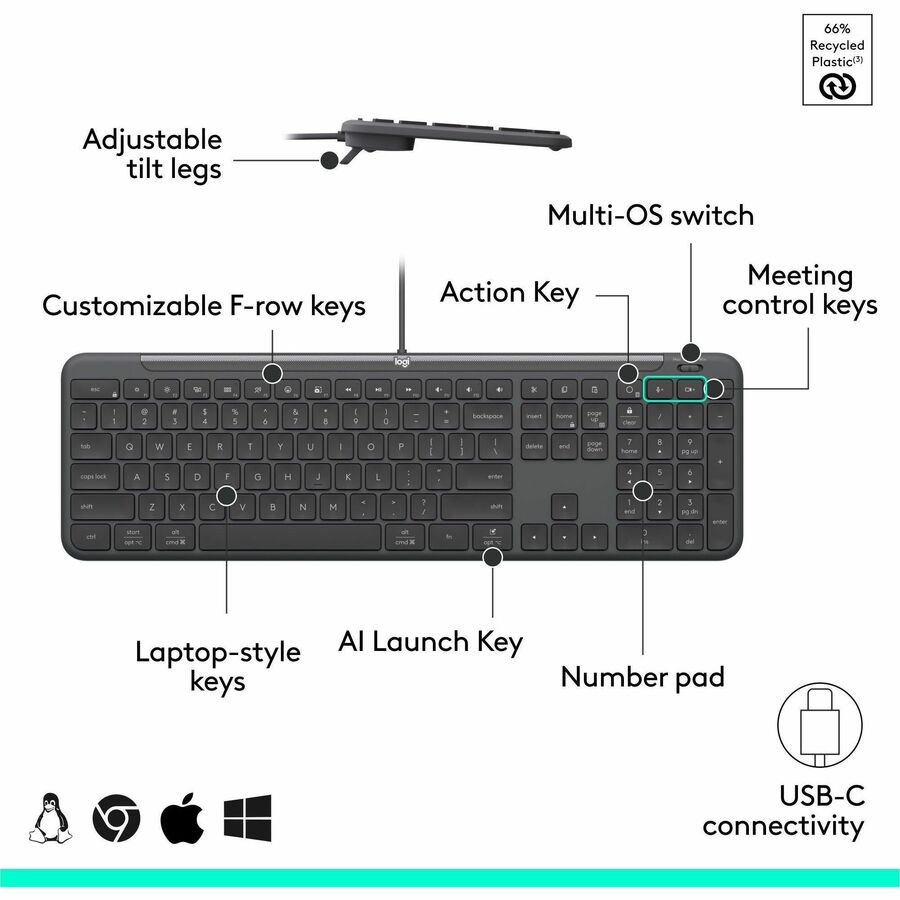 Alternate-Image5 Image for Logitech Signature Slim Wired Combo MK625 for Business, Optical Wired Mouse, Full-Size Keyboard, Plug-and-Play, Graphite