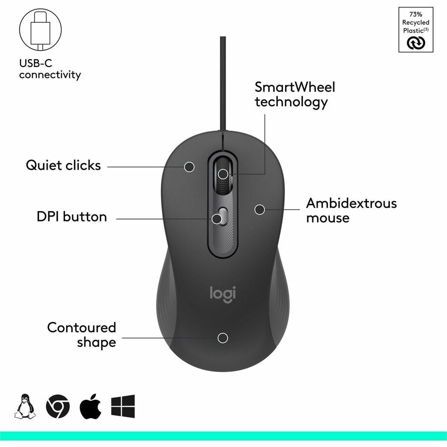 Alternate-Image6 Image for Logitech Signature Slim Wired Combo MK625 for Business, Optical Wired Mouse, Full-Size Keyboard, Plug-and-Play, Graphite