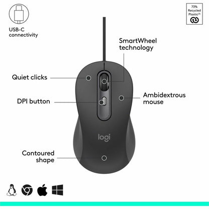 Alternate-Image6 Image for Logitech Signature Slim Wired Combo MK625 for Business, Optical Wired Mouse, Full-Size Keyboard, Plug-and-Play, Graphite