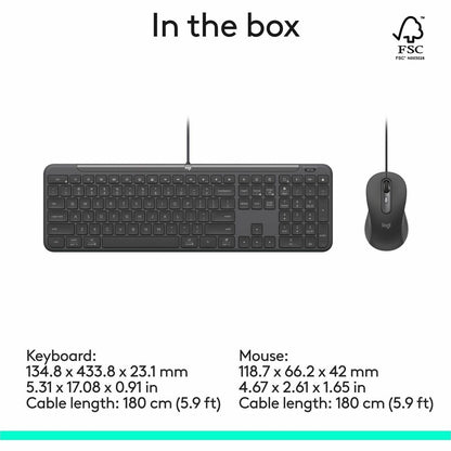 Alternate-Image8 Image for Logitech Signature Slim Wired Combo MK625 for Business, Optical Wired Mouse, Full-Size Keyboard, Plug-and-Play, Graphite