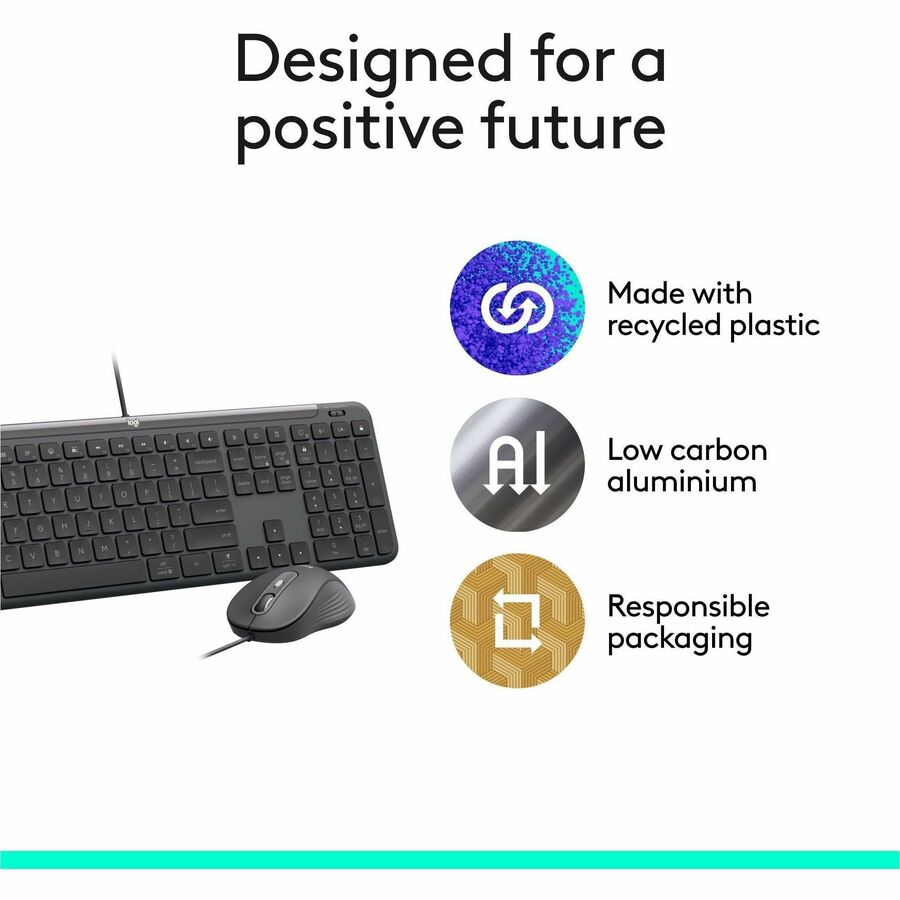 Alternate-Image7 Image for Logitech Signature Slim Wired Combo MK625 for Business, Optical Wired Mouse, Full-Size Keyboard, Plug-and-Play, Graphite
