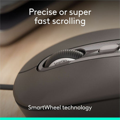 Alternate-Image2 Image for Logitech Signature Wired M520 Large for Business, Optical Wired Mouse, USB-C Plug-and-Play, Graphite