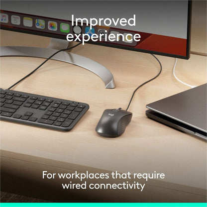 Alternate-Image1 Image for Logitech Signature Wired M520 Large for Business, Optical Wired Mouse, USB-C Plug-and-Play, Graphite