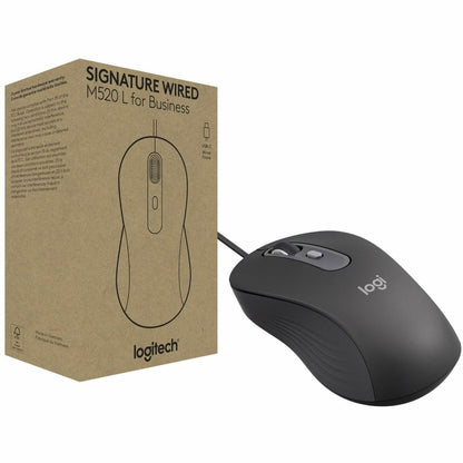 Main Image for Logitech Signature Wired M520 Large for Business, Optical Wired Mouse, USB-C Plug-and-Play, Graphite