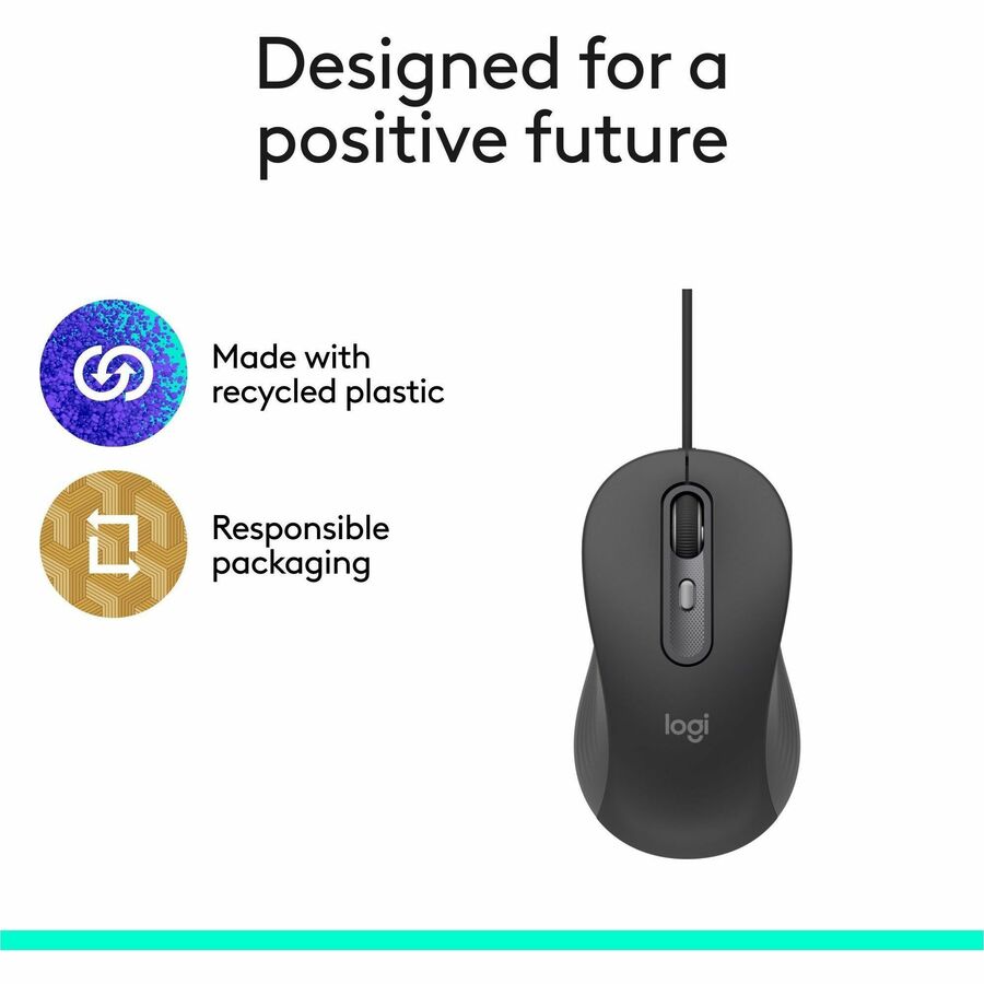 Alternate-Image6 Image for Logitech Signature Wired M520 Large for Business, Optical Wired Mouse, USB-C Plug-and-Play, Graphite