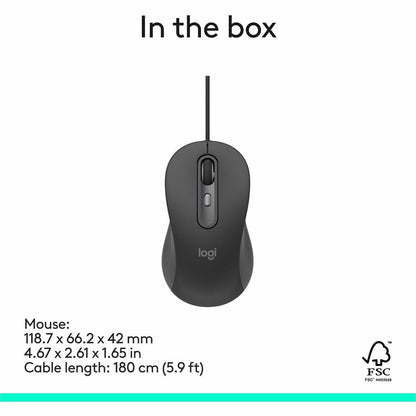 Alternate-Image8 Image for Logitech Signature Wired M520 Large for Business, Optical Wired Mouse, USB-C Plug-and-Play, Graphite