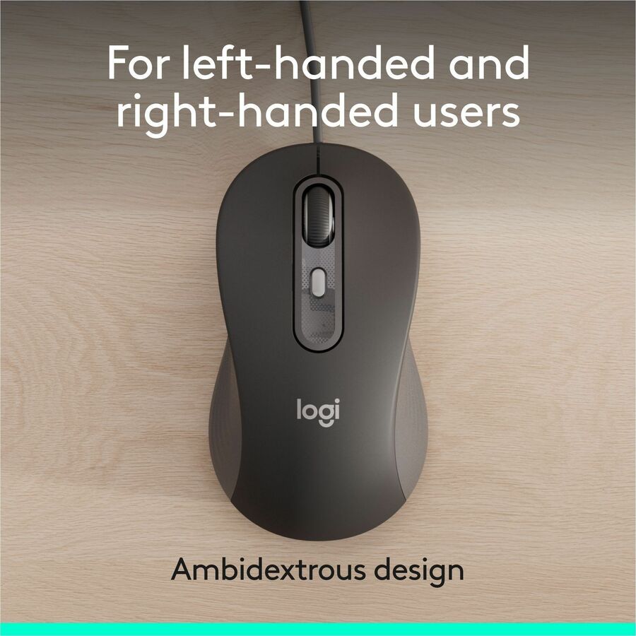 Alternate-Image4 Image for Logitech Signature Wired M520 Large for Business, Optical Wired Mouse, USB-C Plug-and-Play, Graphite