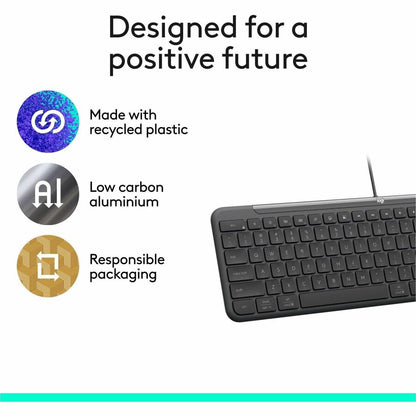 Alternate-Image6 Image for Logitech Signature Slim Wired K620 for Business, Full-Size Keyboard, USB-C Plug-and-Play, scissor keys, Graphite