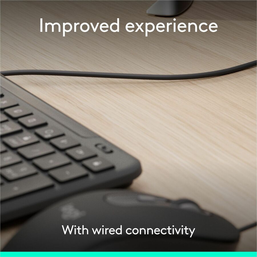Alternate-Image1 Image for Logitech Signature Slim Wired K620 for Business, Full-Size Keyboard, USB-C Plug-and-Play, scissor keys, Graphite