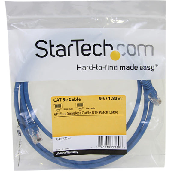Alternate-Image2 Image for StarTech.com 6 ft Blue Snagless Cat5e UTP Patch Cable
