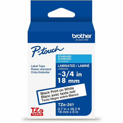 Main Image for Brother Genuine P-touch TZe241 BK on WHT Label Tape, Laminated, 18mmX8m