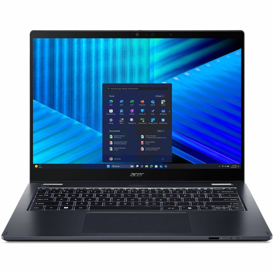 Front Image for Acer TravelMate P4 Spin 14 TMP414RN-55 TMP414RN-55-79AM 14" Touchscreen Convertible 2 in 1 Notebook - WUXGA - 60 Hz - Intel Core Ultra 7 255U - 16 GB - 1 TB SSD - English Keyboard - Blue