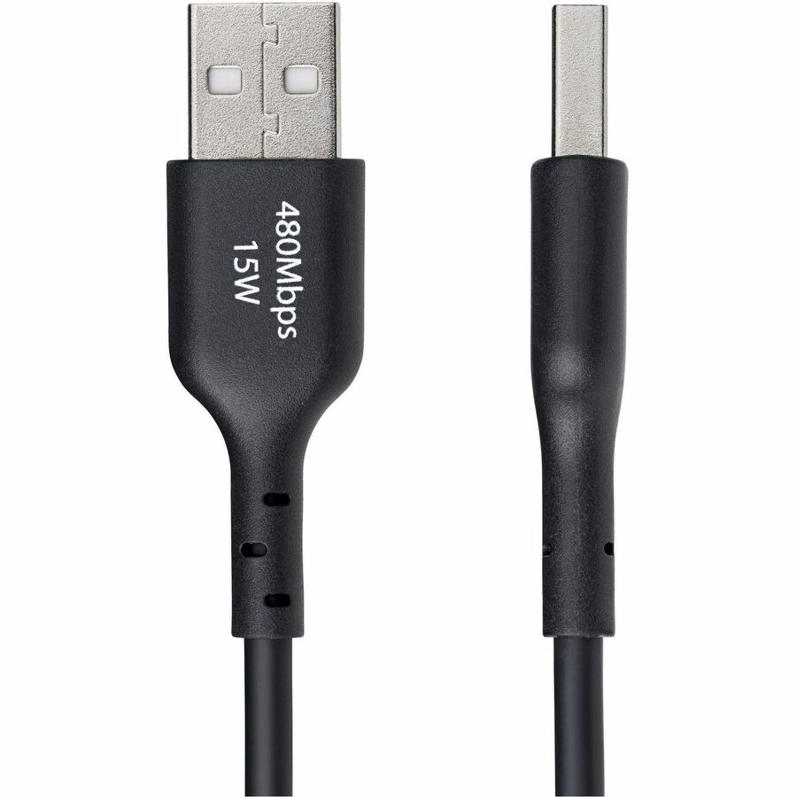 Alternate-Image1 Image for StarTech.com 1ft (30cm) USB-A to USB-C Charging Cable, Charge & Sync, 3A, USB 2.0, TPE Jacket - Black USB Charging Cord