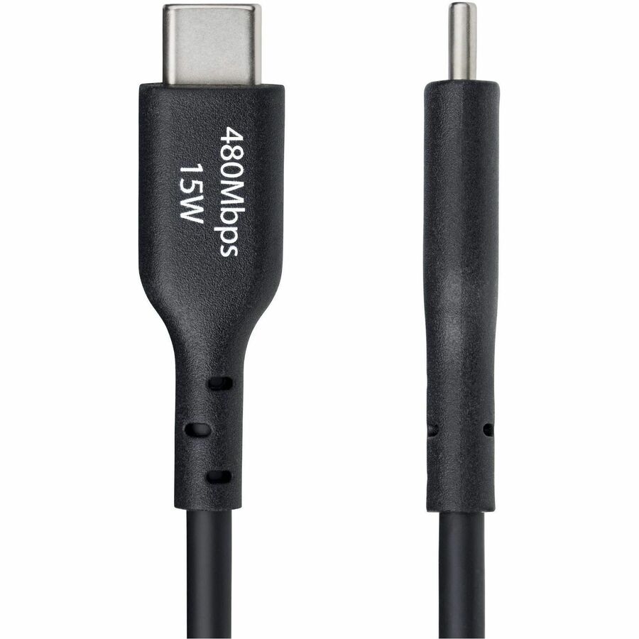 Alternate-Image2 Image for StarTech.com 6in (15cm) USB-A to USB-C Charging Cable, Charge & Sync, 3A, USB 2.0, TPE Jacket - Black USB Charging Cord