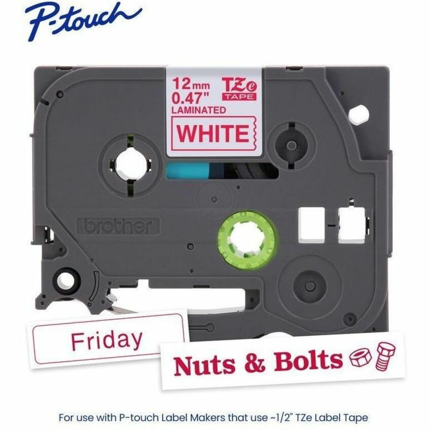 Alternate-Image7 Image for Brother Genuine P-touch TZe232 RD on WHT Label Tape, Laminated, 12mmX8m