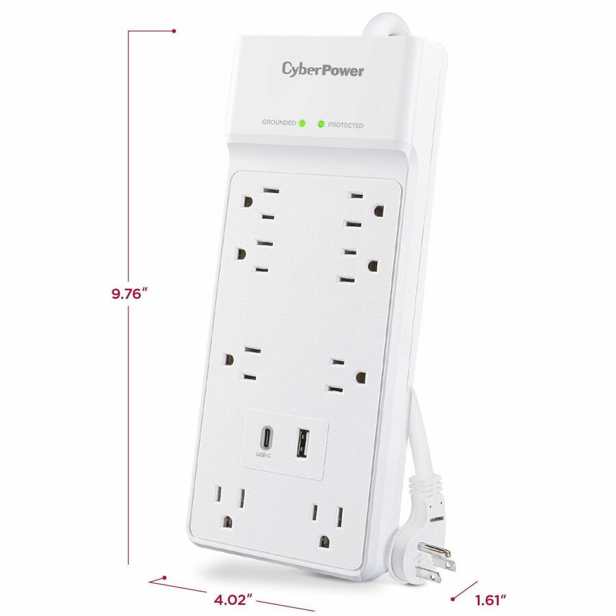 Alternate-Image3 Image for CyberPower P806UC15 Home and Office 8 - Outlet Surge Protector with 2400 J Surge Suppression