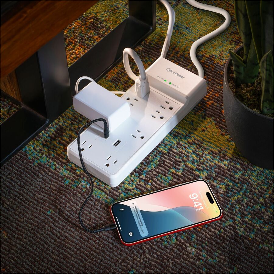 Alternate-Image6 Image for CyberPower P806UC15 Home and Office 8 - Outlet Surge Protector with 2400 J Surge Suppression