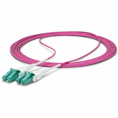 Alternate-Image4 Image for StarTech.com 2m (6.6ft) LC to LC (UPC) OM4 Multimode Fiber Optic Cable, Erika Violet, 50/125, 100G, Uniboot Fiber Jumper Cord, OFNR Riser