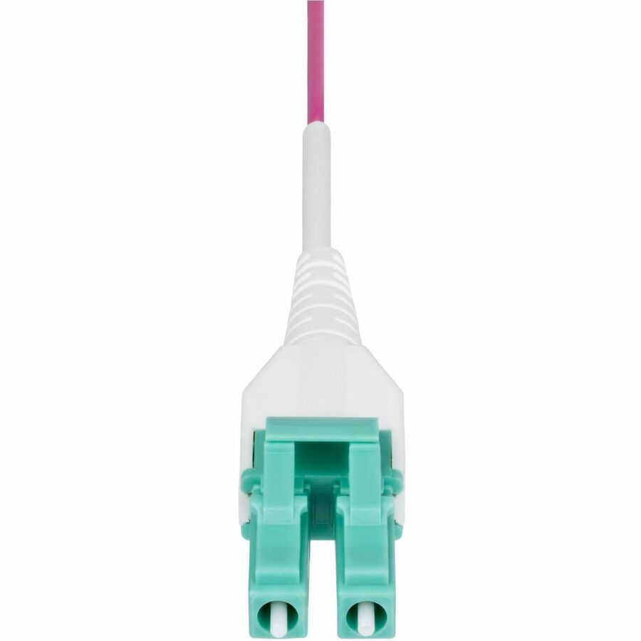 Alternate-Image3 Image for StarTech.com 2m (6.6ft) LC to LC (UPC) OM4 Multimode Fiber Optic Cable, Erika Violet, 50/125, 100G, Uniboot Fiber Jumper Cord, OFNR Riser
