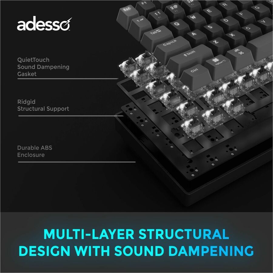 Alternate-Image4 Image for Adesso EasyTouch 130 Full Sized Wired Mechanical Keyboard With CoPilot AI Hotkey