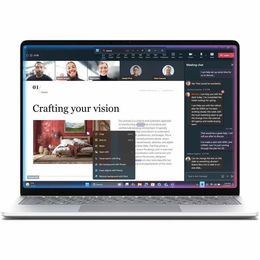 Front Image for Microsoft Surface 13.8" Touchscreen Copilot+ PC Notebook - 120 Hz - Intel Core Ultra 5 - 32 GB - 256 GB SSD - Platinum