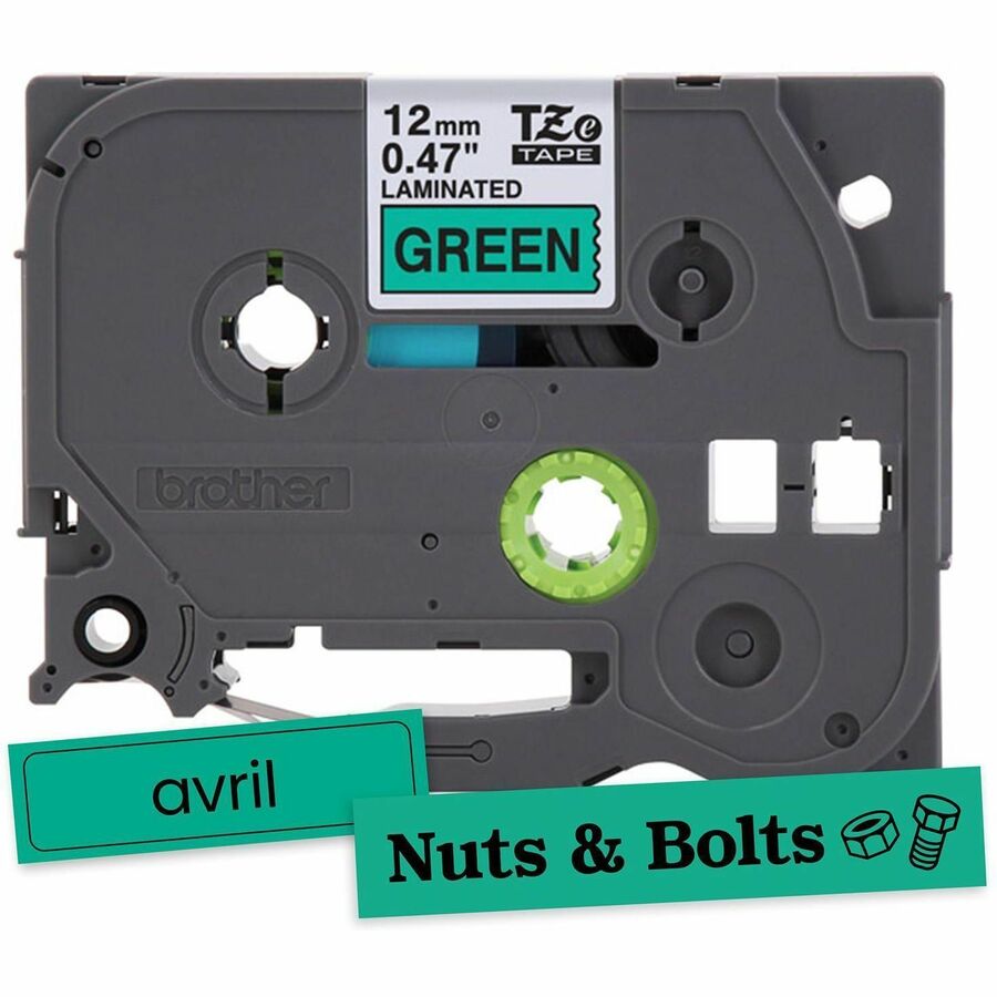 Alternate-Image1 Image for Brother Genuine P-touch TZe731 BK on GRN Label Tape, Laminated, 12mmX8m