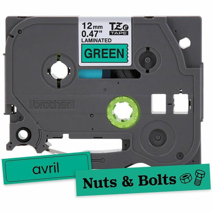 Alternate-Image1 Image for Brother Genuine P-touch TZe731 BK on GRN Label Tape, Laminated, 12mmX8m