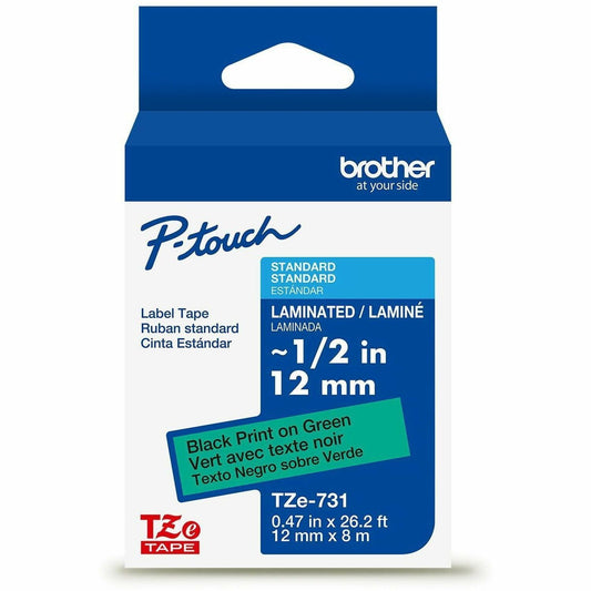 Main Image for Brother Genuine P-touch TZe731 BK on GRN Label Tape, Laminated, 12mmX8m