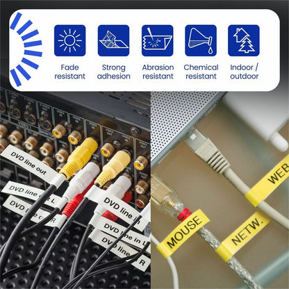Alternate-Image4 Image for Brother Genuine P-touch TZeFX251 BK on WHT Label Tape, Flexible ID Laminated, 24mmX8m
